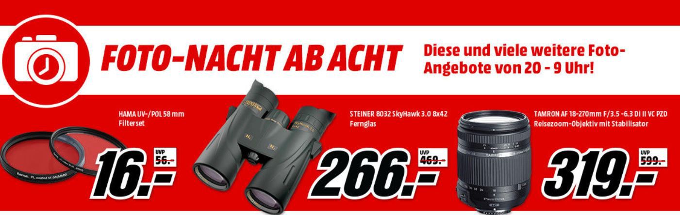 Media Markt Foto Late Night + Coupon Aktion:  günstiges Foto Zubehör und Ferngläser