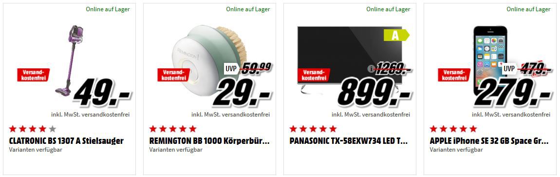 Media Markt Preishammer Sale: z.B. PANASONIC 58 UHD TV für 899€ (statt 1.179€)