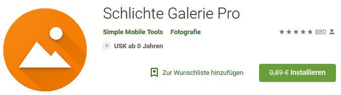 Simple Gallery Pro (Android) gratis statt 0,89€