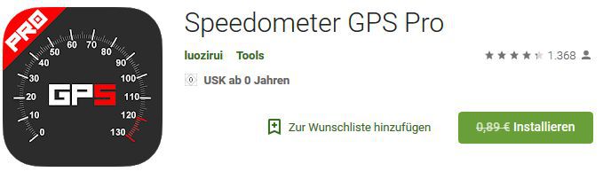 Speedometer GPS Pro (Android) gratis statt 0,89€