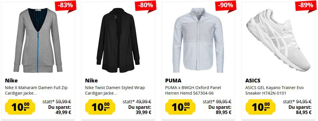 TOP! SportSpar Marken Ausverkauf   jedes Teil 10€   ab 50€ VSK frei