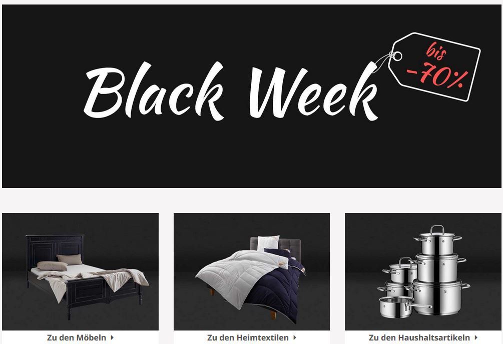 Yourhome Black Week mit bis 70% auf Möbel, Heimtextilen und Haushaltsartikeln