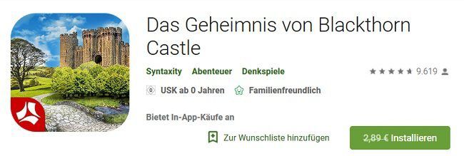 Android: Das Geheimnis von Blackthorn Castle kostenlos (statt 2,89€)