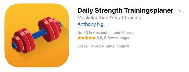 iOS: Daily Strength Trainingsplaner gratis