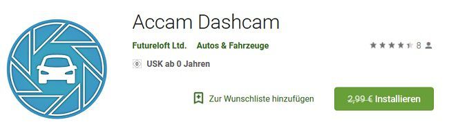 Accam Dashcam App für Android gratis (statt 2,99€)