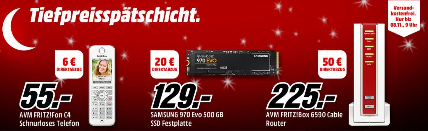Media Markt Tiefpreisspätschicht: z.B. SAMSUNG NVMe SSD 970 Evo, 500 GB SSD für 109€ (statt 120€)
