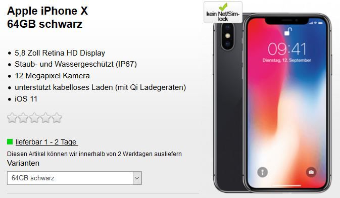 TOP! Apple iPhone X 64GB für 79€ + Telekom AllNet + SMS Flat + 10GB LTE (max. 300) für 45,20€ nur für Telekom Kunden