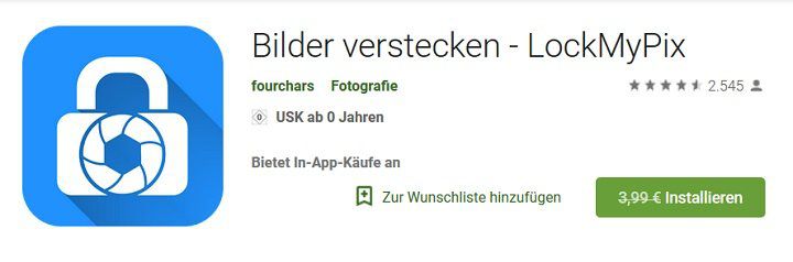 Android: Gratis (statt 3,99€) Bilder verstecken   LockMyPix