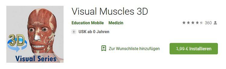 Gratis: Visual Muscles 3D für Android (statt 1,99€)