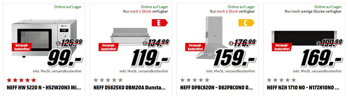 Media Markt Mega Marken Sparen: günstige Artikel von Sony, LG, Neff und Bauknecht