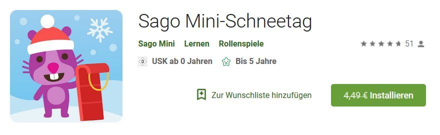 Android: Sago Mini Schneetag kostenlos (statt 4,49€)