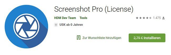 Kostenlose (statt 2,79€) Android App: Screenshot Pro (License)