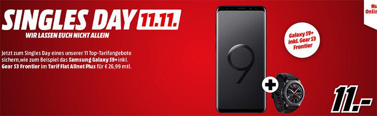 ?MediaMarkt TOP 5 Singles Day Tarifangebote? z.B. SAMSUNG Galaxy S9 Dual SIM & Microsoft Xbox One S 1TB Konsole für 11€ + 31,99€ mtl.