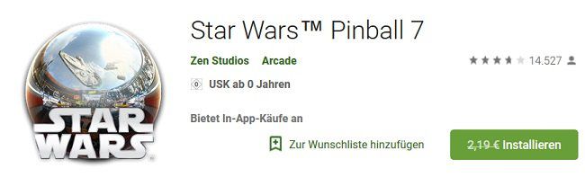 Android: Star Wars Pinball 7   gratis (statt 2,19€)