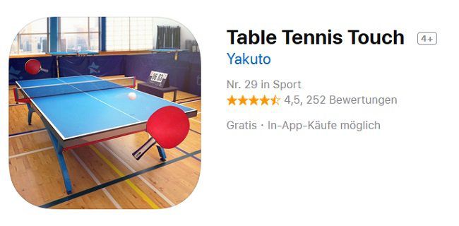 Table Tennis Touch für iOS gratis statt 4,49€