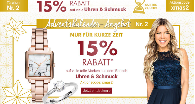 Karstadt Adventskracher mit 15% Rabatt auf Parfüm, Uhren, Schmuck oder Reisegepäck