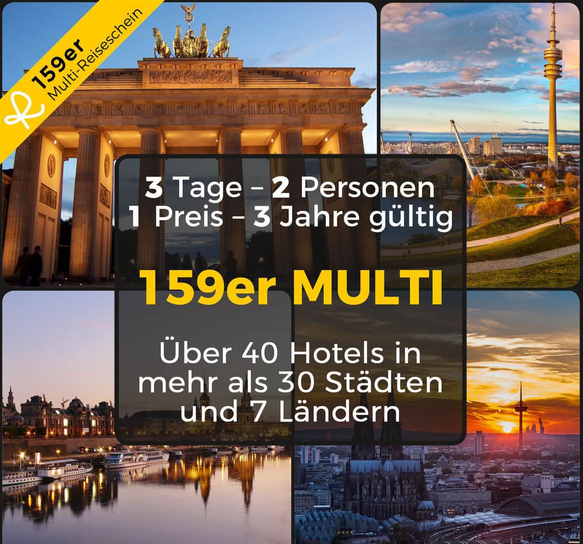 Last Minute Reisegutschein: 2 Personen 2 Übernachtungen in 40 Hotels in Europa für 159€