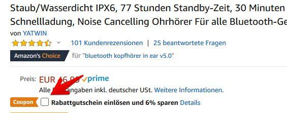 YATWIN Bluetooth 5.0 Kopfhörer mit Schnelladung, Noise Cancelling & mehr für 28,53€ (statt 44€)