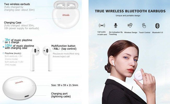 iDiskk Bluetooth Kopfhörer mit Ladebox für 27,99€ (statt 46€)