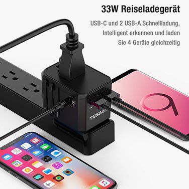 USB C Reisestecker mit zwei QC 3 USB Ports 13,49€ (statt 27€)