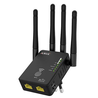 Aoyool Wlan Dualband WLAN Repeater AC1200 (2,4 GHz 300Mbps & 5 GHz 867Mbps) für 18€ (statt 46€)