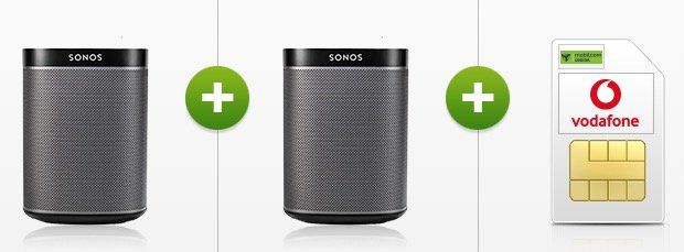 2x Sonos Play:1 für 29€ + Vodafone Allnet Flat mit 4GB für 19,99€ mtl.