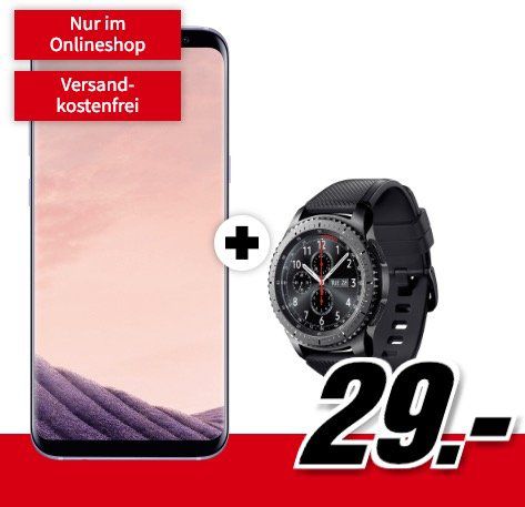 Samsung Galaxy S8+ inkl. Samsung Gear S3 frontier für 29€ + Telekom Allnet Flat mit 1GB für 21,99€ mtl.