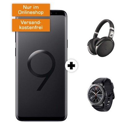 Knaller! Samsung Galaxy S9+ inkl. Sennheiser HD 4.50 + Galaxy Gear S3 frontier + Telekom Allnet Flat mit 8GB für 31,99€ mtl.