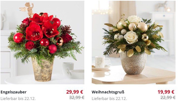 Blume2000 mit 30% Rabatt auf ausgewählte Weihnachtsblumen   z.B. Amaryllis No Water in Weiß mit Wachs in Roségold