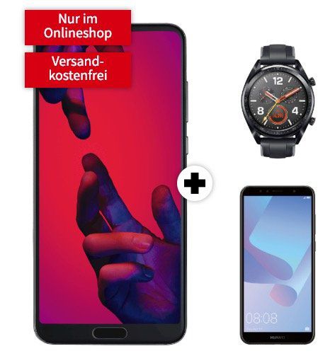 Huawei P20 Pro + Huawei Watch GT + Huawei Y6 für 99€ + Telekom Allnet Flat mit 2GB für 26,99€ mtl.