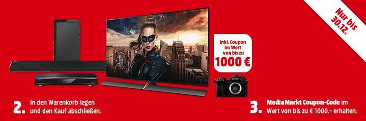 Media Markt: Panasonic Fernseher, Soundbars, Kameras etc. kaufen und bis zu 1.000€ Coupon gratis dazu