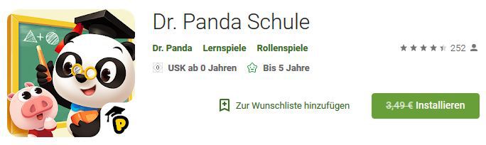 Dr. Panda: Schule (Android/iOS) kostenlos statt 3,49€