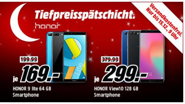 Media Markt Honor Tiefpreisspätschicht   z.B. HONOR View 10 DualSIM 128GB für 299€ (statt 385€)