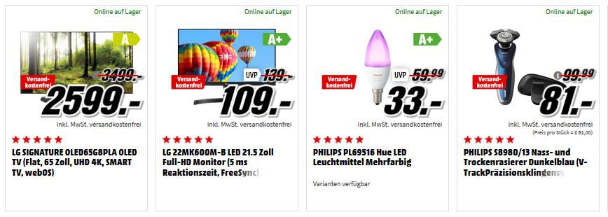 Media Markt Mega Marken Sparen: günstige Artikel von LG, Philips, Sony und  Bose