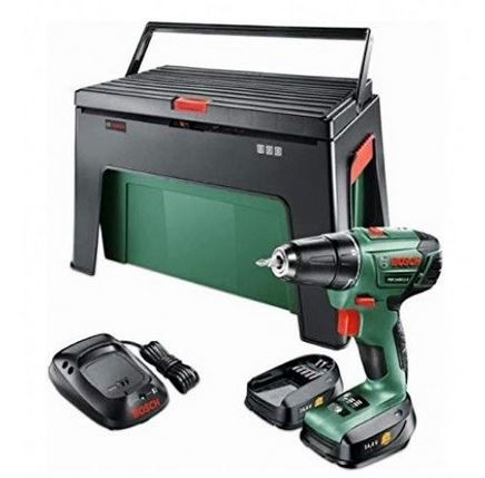 BOSCH PSR1440 LI 2 Akkuschrauber + 2 Akkus 1,5Ah + Werkzeugkiste & Step Workbox für 89,99€ (statt 148€)