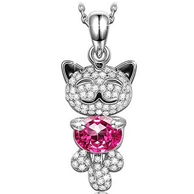 Kami Idea Halskette Glückliche Katze aus Sterlingsilber mit Swarovski Kristallen für 17,99€ (statt 30€)