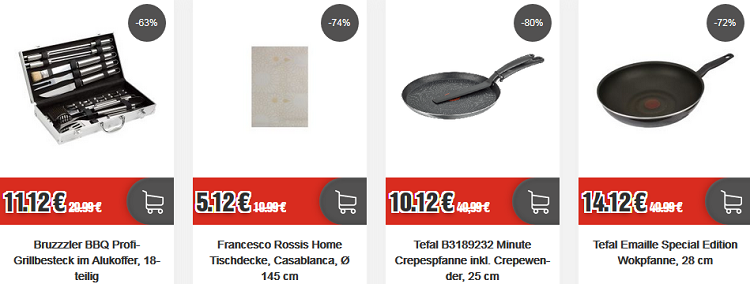 TOP12 Ausverkauf: ausgewählte Artikel ab 4,12€ z.B. Tefal Minute Crepespfanne für 15,24€ (statt 25€)