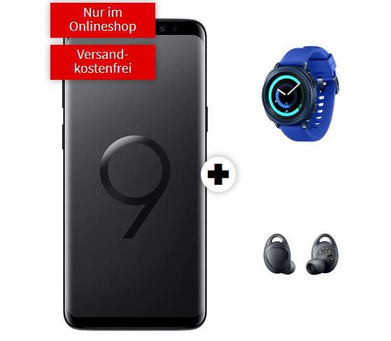 TOP! Samsung S9 Dual SIM + Gear Sport Watch + Gear iconX Bluetooth inEars für 29€ (statt 842€) + Telekom AllNetflat 1GB Daten 21,99€ mtl.