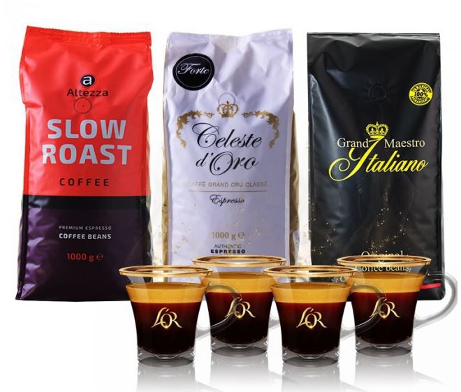Exklusives Kaffeepaket Bestseller (3kg) + 4 LOR Espressotassen für 39,99€