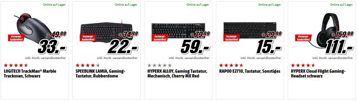 Media Markt GiGaGünstig Sale: PC Hardware & Zubehör reduziert z.B. MSI GV72 Gaming PC  für 1.111€ (statt 1.399€)