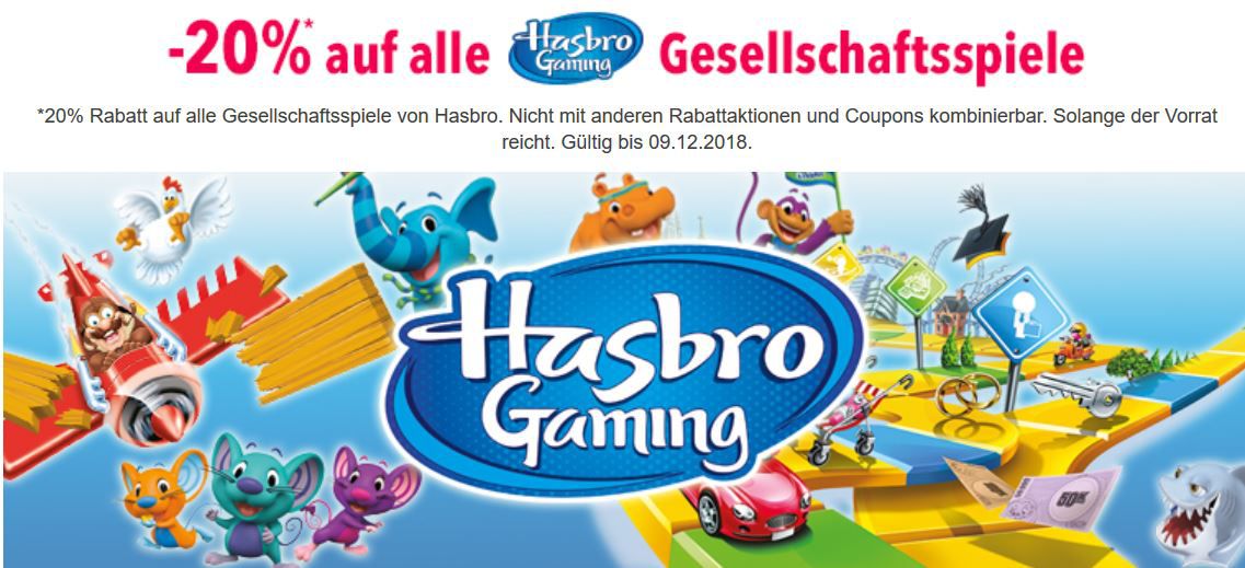 20% auf Hasbro Gesellschaftsspiele bei myToys   z.B. Hasbro Kroko Doc für 12,99€ (statt 17€)