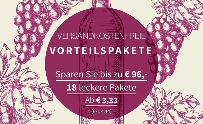 Weinvorteilspakete bei Weinvorteil   verschiedene Weine ab 3,33€ pro Flasche (MBW: 6 Flaschen)   ohne Versandkosten