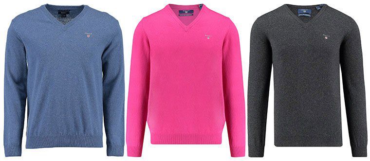 GANT Herren Pullover aus weicher Lammwolle mit V Neck ab 42,41€ (statt 70€)