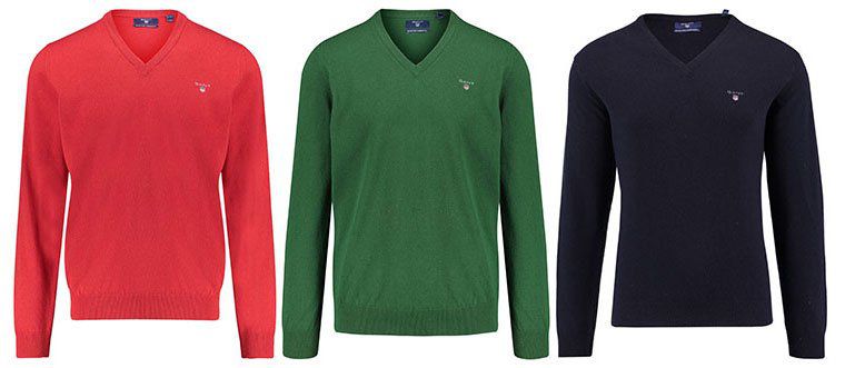 GANT Herren Pullover aus weicher Lammwolle mit V Neck ab 42,41€ (statt 70€)