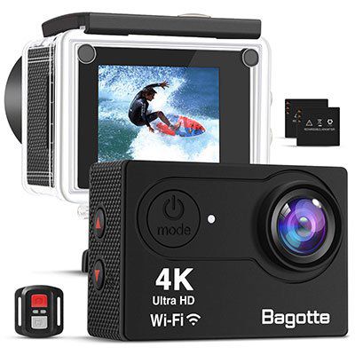 Bagotte 4K Actioncam mit Fernbedienung, viel Zubehör & 2 Akkus für 32,49€ (statt 50€)