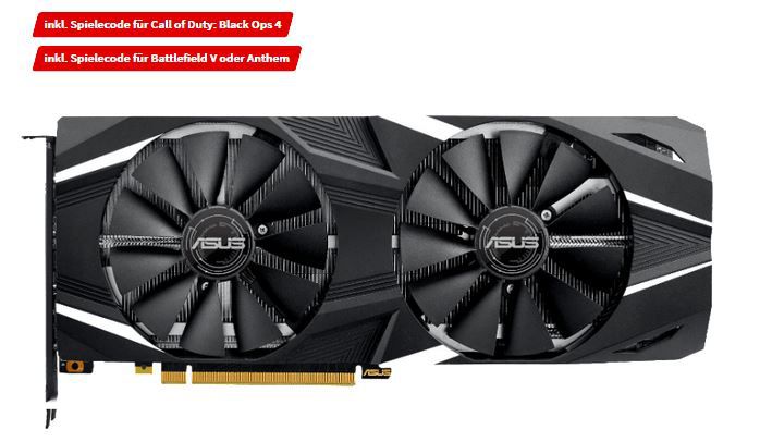 Top! ASUS GeForce RTX 2070 8GB NVIDIA Grafikkarte + Spielecode für Call of Duty: Black Ops 4 + Battlefield V für 499€ (statt 631€)