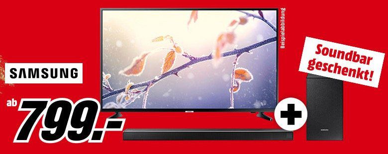 Media Markt Super Coupons   z.B. Samsung Fernseher ab 799€ kaufen + Samsung HW N450 im Wert von 221€ gratis dazu