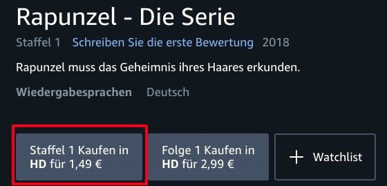 Vorbei! Rapunzel   Die Serie Staffel 1 mit 25 Folgen in HD für 1,49€