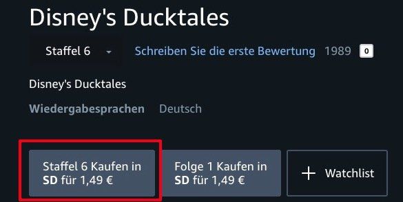 Preisfehler! Ducktales Staffel 4, 5, 6 und 8 mit je 12 13 Folgen in SD für 1,49€