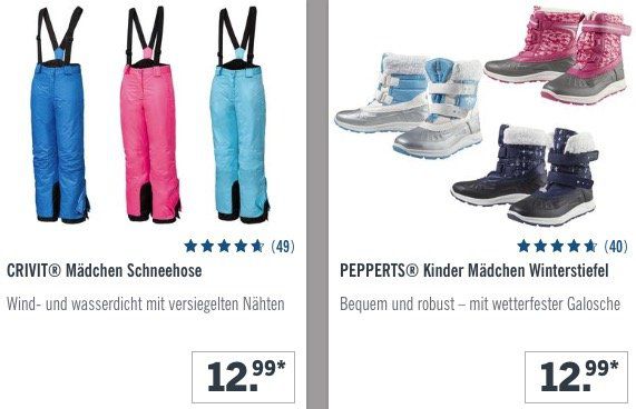 LIDL: Kinder Schneekleidung im Sale   z.B. Schneehose nur 12,99€ oder Schneejacke nur 14,99€